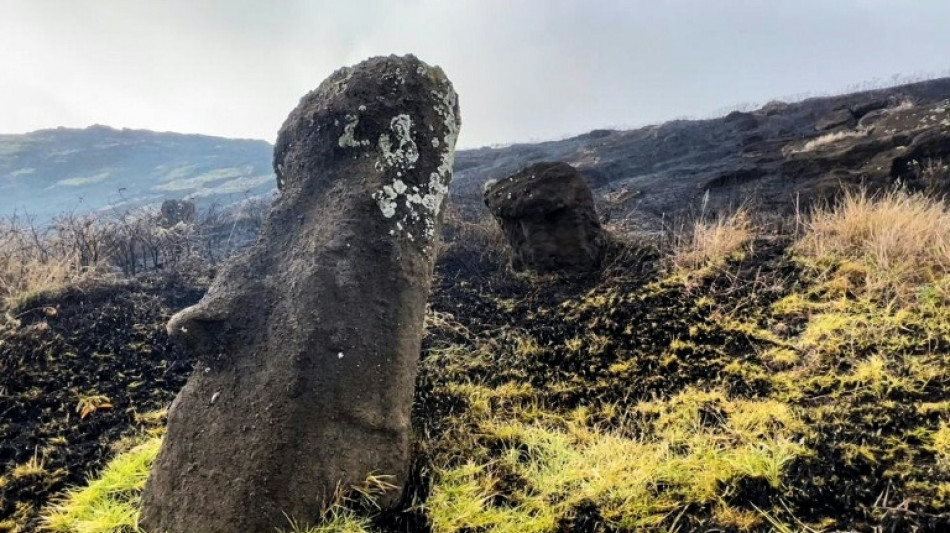 Moais quemados en Isla de Pascua tras incendio forestal